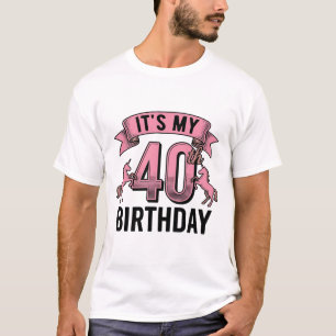 T-shirt Conception de gravure vintage de licorne pour 40e