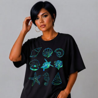 T-shirt Conception de grille de vie marine abstraite