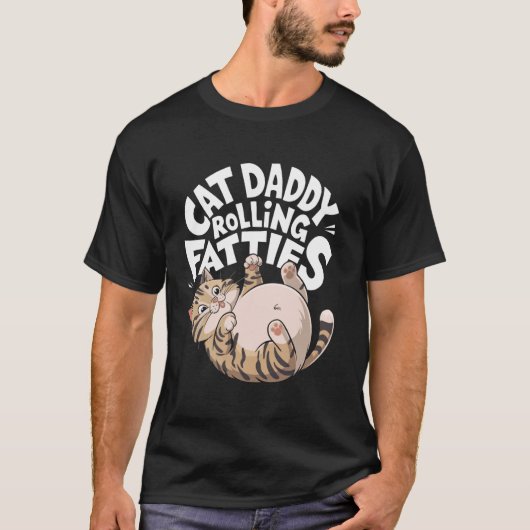 T-shirt Conception de gros roulements drôles de papa chat (Devant)