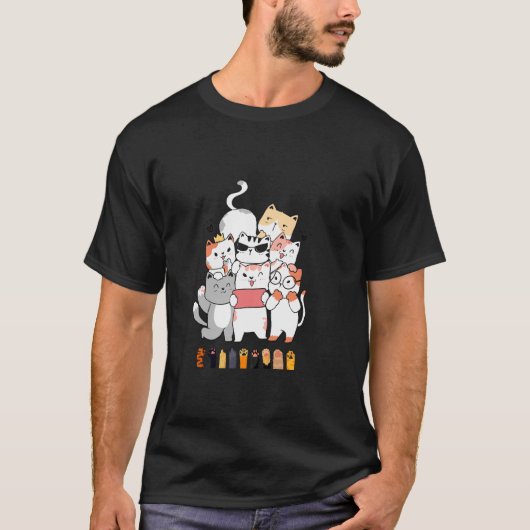 T-shirt conception de groupe de chats (Devant)