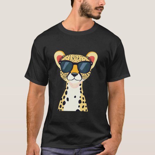 T-shirt Conception de guépard cool avec lunettes de soleil (Devant)