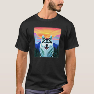 T-shirt Conception de Husky drôle empreinte d'art de chien