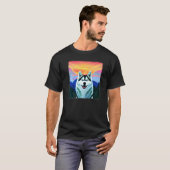 T-shirt Conception de Husky drôle empreinte d'art de chien (Devant entier)