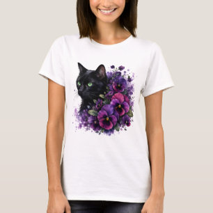 T-shirt Conception de jardin floral PNG Chat Pensées Aquar