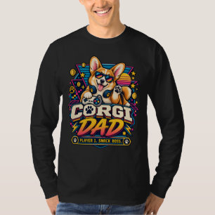 T-shirt Conception de joueur Corgi Papa Rétro Gamer