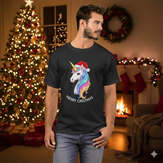 T-shirt Conception de joyeux Noël licorne