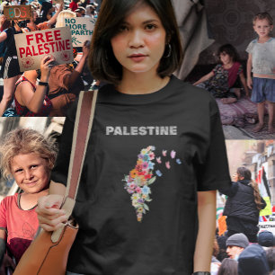 T-shirt Conception de la carte Floral Palestine   Pro Pale