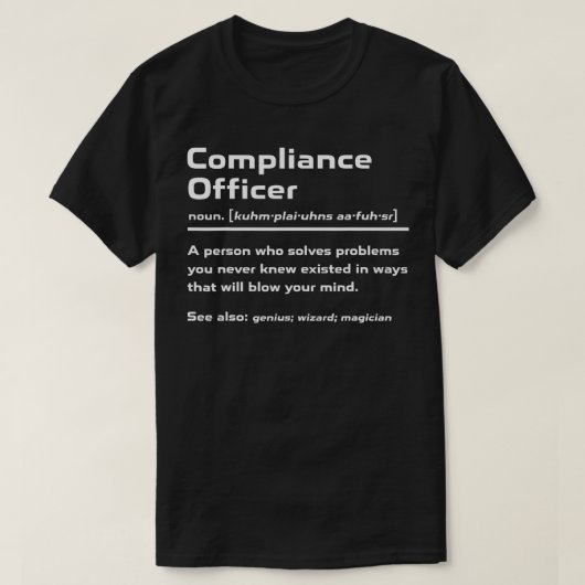T-shirt Conception de la définition de l'agent de conformi (Design devant)