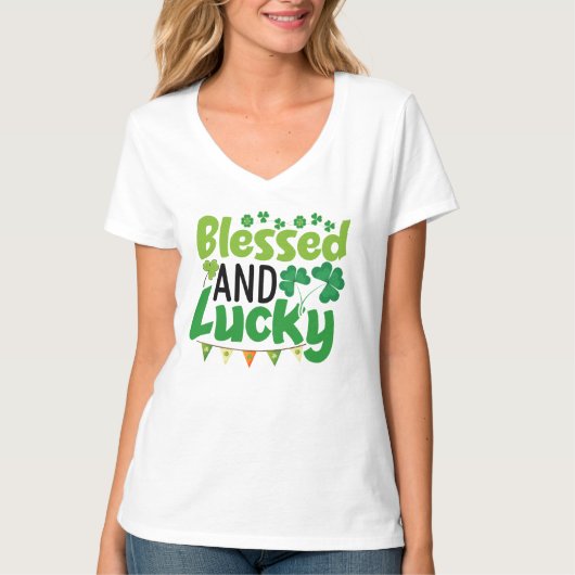 T-shirt Conception de la Saint-Patrick bénie et chanceuse- (Devant)