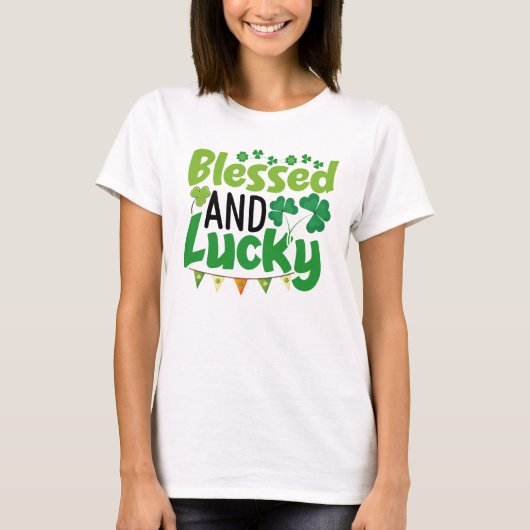 T-shirt Conception de la Saint-Patrick bénie et chanceuse- (Devant)