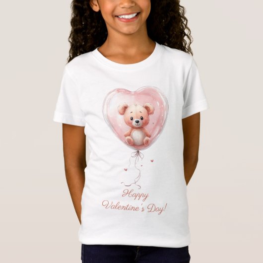 T-Shirt Conception de la Saint-Valentin avec un ours en pe (Devant)