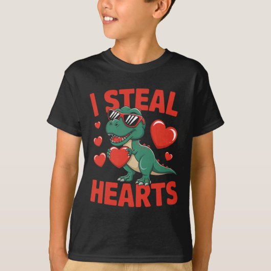 T-shirt Conception de la Saint-Valentin de dinosaure drôle (Devant)