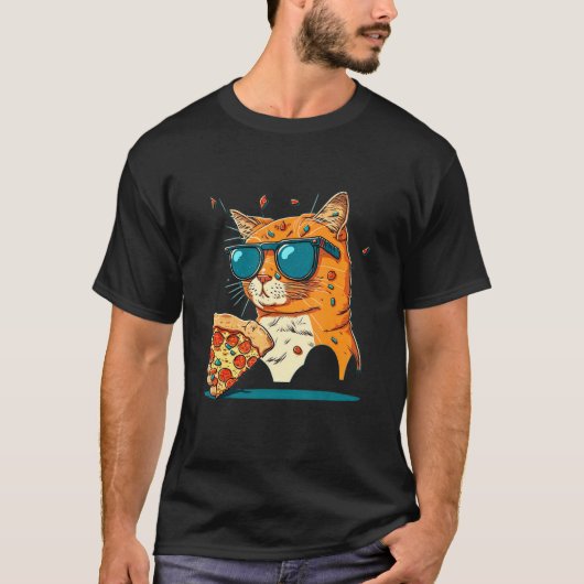 T-shirt Conception de l'amant de chat de pizza pour les am (Devant)