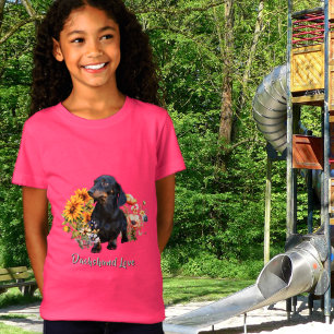 T-Shirt Conception de l'amour de teckel dans les fleurs sa