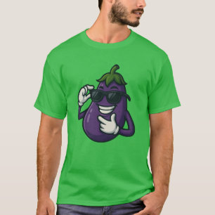 T-shirt Conception de légume d'aubergine cool avec voiture