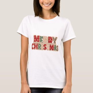 T-shirt Conception de lettrage patchwork Joyeux Noël