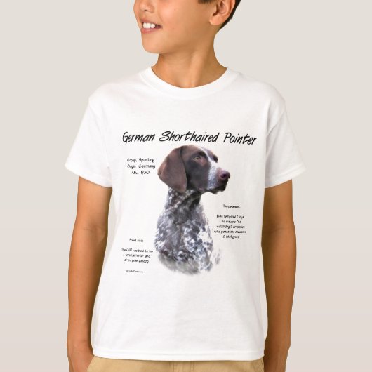 T-shirt Conception de l'histoire du Pointer allemand à poi (Devant)