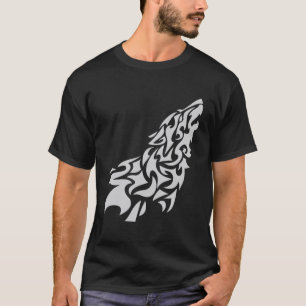 T-shirt Conception de loup hurlant tribal – Art audacieux