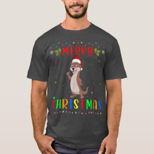 T-shirt Conception de loutre-lumière de Noël correspondant