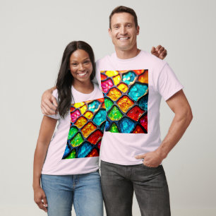 T-shirt Conception de lueur d'art en verre coloré teinté d
