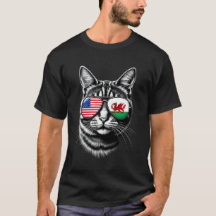 T-shirt Conception de lunettes de soleil pour chat drapeau