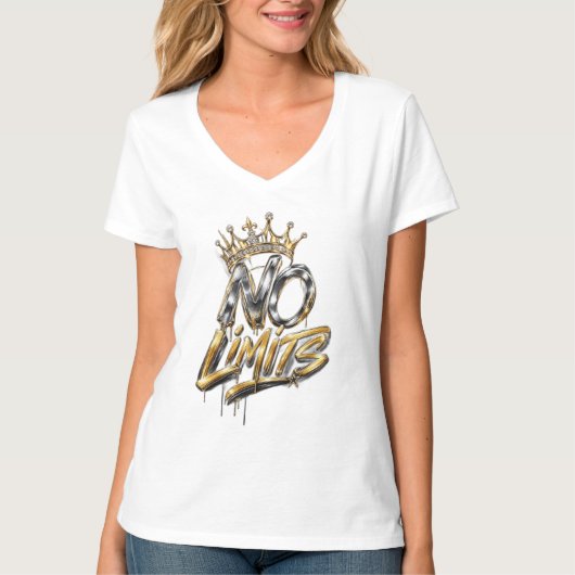 T-shirt Conception de luxe Couronne d'Or Sans Limites (Devant)