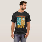 T-shirt Conception de maison hantée Halloween Lune squelet (Devant entier)
