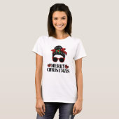 T-shirt conception de maman à chignon désordonné de Noël (Devant entier)