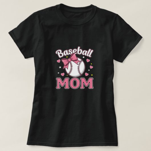 T-shirt Conception de maman de baseball rose mignonne (Design devant)