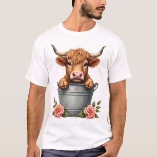 T-shirt Conception de marché de fleurs de vache Highland v