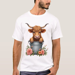 T-shirt Conception de marché de fleurs de vache Highland v