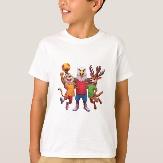 T-shirt Conception de mascotte de dessin animé d'équipe de (Devant)