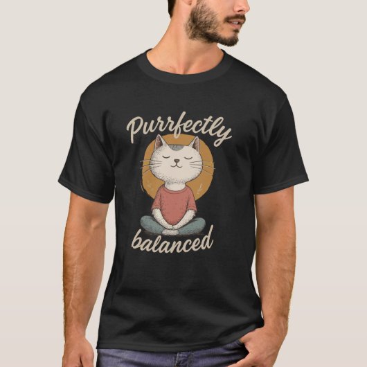 T-shirt Conception de méditation de chat zen parfaitement (Devant)