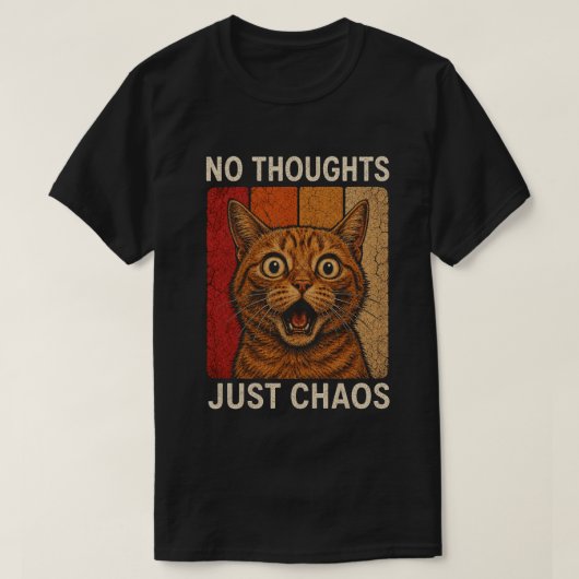 T-shirt Conception de mème de chat orange Chaos sans pensé (Design devant)