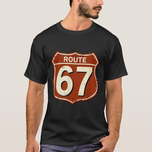 T-shirt Conception de mème de route 67 drôle rétro (Devant)