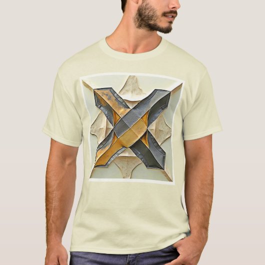 T-shirt Conception de métal doré abstrait (Devant)