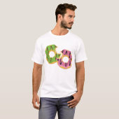 T-shirt Conception de morsure de couple de beignets (Devant entier)