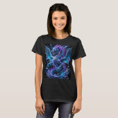 T-shirt Conception de mosaïque de dragon de glace néon (Devant entier)