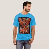 T-shirt Conception de mosaïque de phénix de feu néon (Devant entier)
