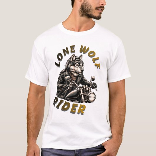 T-shirt Conception de motard Lone Wolf Rider (Devant)