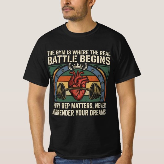 T-shirt Conception de motivation de gym pour début de bata (Devant)