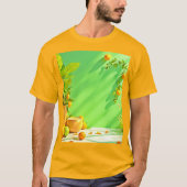 T-shirt Conception de nature morte vibrante orange vert (Devant)