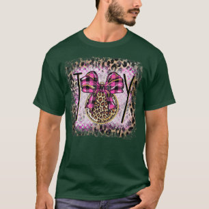 T-shirt Conception de Noël esthétique Léopard Rose avec G