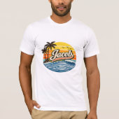 T-shirt Conception de nom Coucher de soleil Rétro Jacob (Devant)