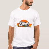 T-shirt Conception de nom de coucher de soleil rétro Elija (Devant)