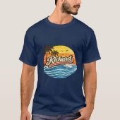 T-shirt Conception de nom de coucher de soleil rétro Richa (Devant)