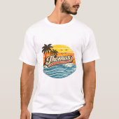 T-shirt Conception de nom de coucher de soleil rétro Thoma (Devant)