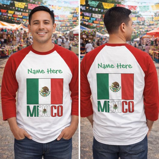 T-shirt Conception de nom de drapeau du Mexique personnali