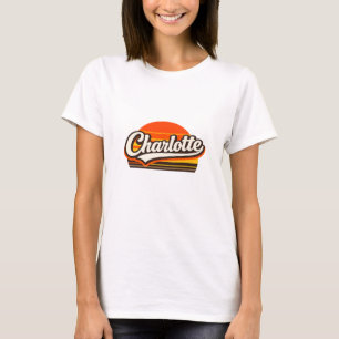 T-shirt Conception de nom personnalisé Charlotte Retro Sun