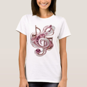 T-shirt Conception de NOTES DE MUSIQUE Rose Drôle